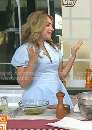 Dina Deleasa's light blue v-neck mini dress on Today