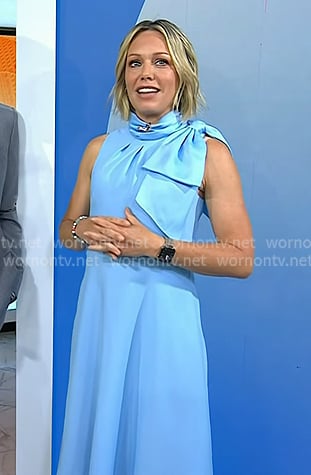 Dylan's blue bow neck midi dress on Today