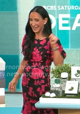Elizabeth Werner's black and pink floral dress on CBS Mornings