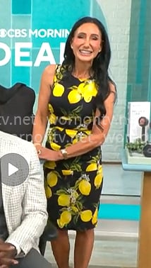Elizabeth Werner's lemon print dress on CBS Mornings