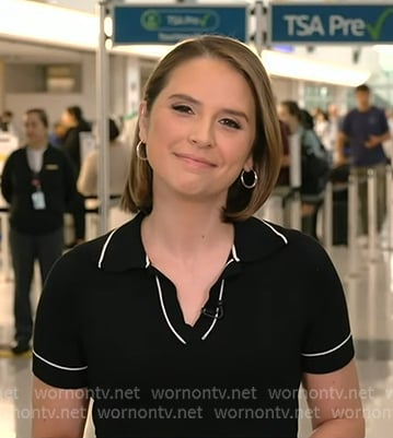 Elizabeth's black contrast trim polo on Good Morning America