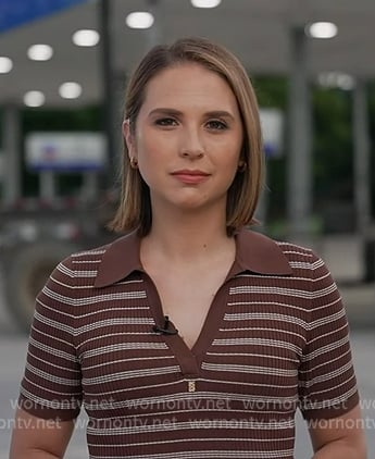 Elizabeth's brown striped polo on Good Morning America