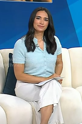 Emilie's light blue fuzzy cardigan on Today