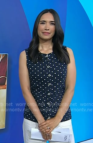 Emilie's navy polka dot top on Today