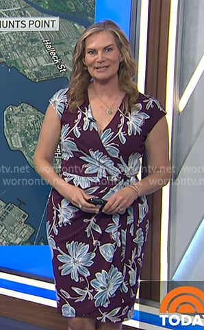 Emily's burgundy floral wrap dress on Today