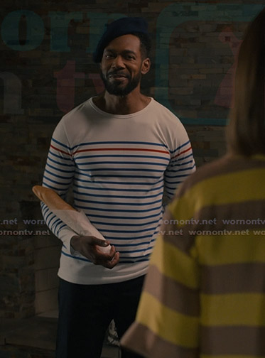 Erik's striped long sleeve tee on Sweet Magnolias