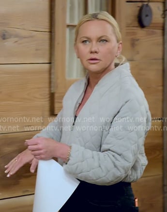 Galyna's grey quilted cropped jacket on The McBee Dynasty Real American Cowboys
