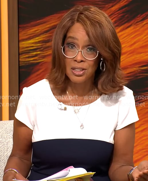 Gayle King's black and white colorblock dress on CBS This Morning