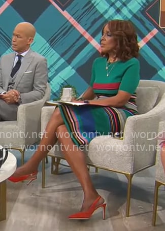 Gayle King's green striped dress on CBS Mornings