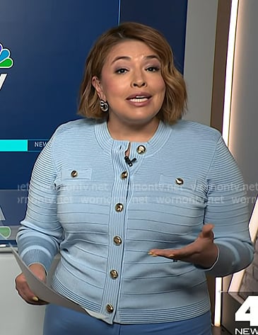 Gilma's light blue bandage cardigan on NBC News Daily
