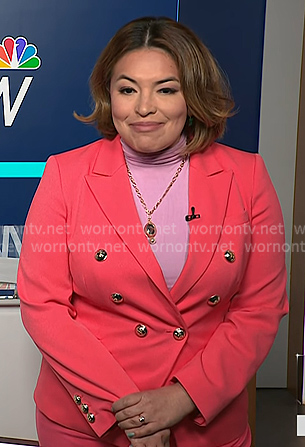 Gilma's pink double breasted blazer on NBC News Daily