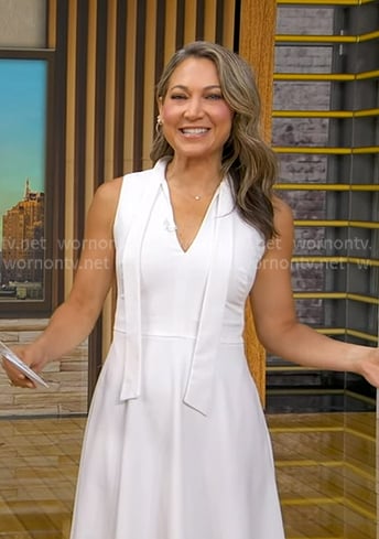 Ginger's white tie neck dress on Good Morning America