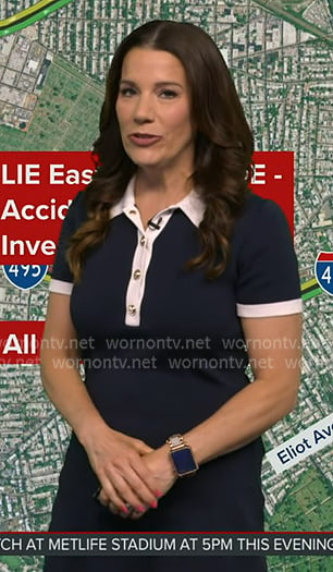 Heather's navy contrast collar polo dress on Good Morning America
