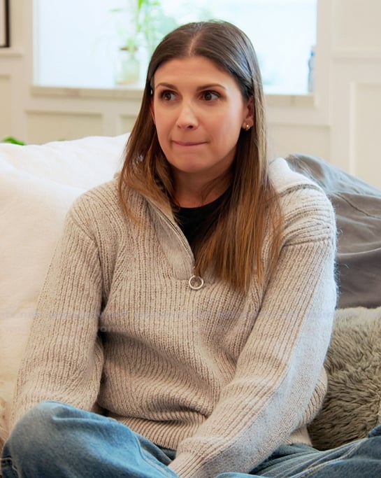 Janet's gray half zip sweater on The Valley