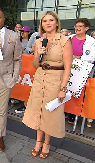 Jenna's beige sleeveless shirtdress on Today