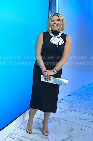 Jenna's black sleeveless dress with polka dot tie on Today