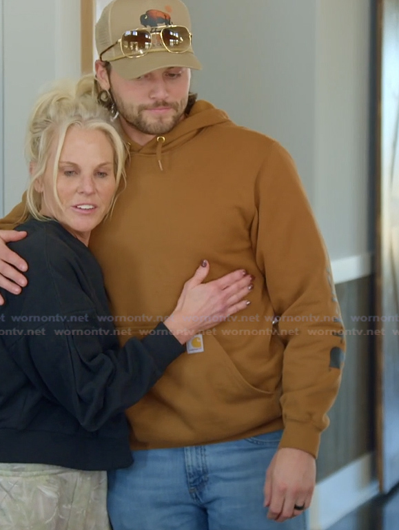 Jesse's brown logo patch hoodie on The McBee Dynasty Real American Cowboys