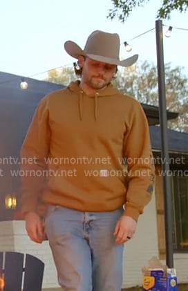 Jesse's brown logo patch hoodie on The McBee Dynasty Real American Cowboys