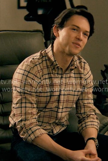 Josh's beige plaid shirt on Not Suitable For Work