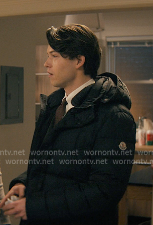 Josh's blach hooded down jacket on Not Suitable For Work