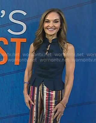 Joy's navy indigo sleeveless peplum top on Today