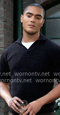 Kai's black textured polo shirt on General Hospital