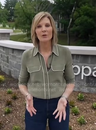 Kate's moss green shirt with whtie piping on NBC News Daily