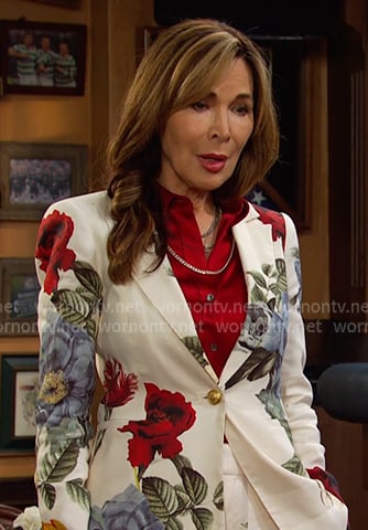 Kate's white floral blazer on Days of our Lives