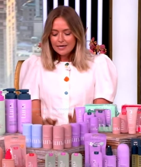 Katy Cottam's white puff sleeve dress on The View