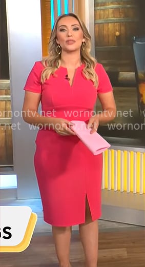 Kelly O'Grady's pink split-neck dress on CBS Mornings