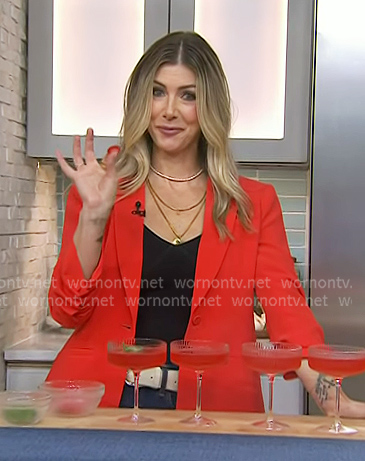 Kelly Rizzo's red ruched sleeve blazer on Today