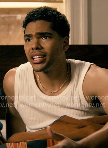 Kel's white tank top on Not Suitable For Work