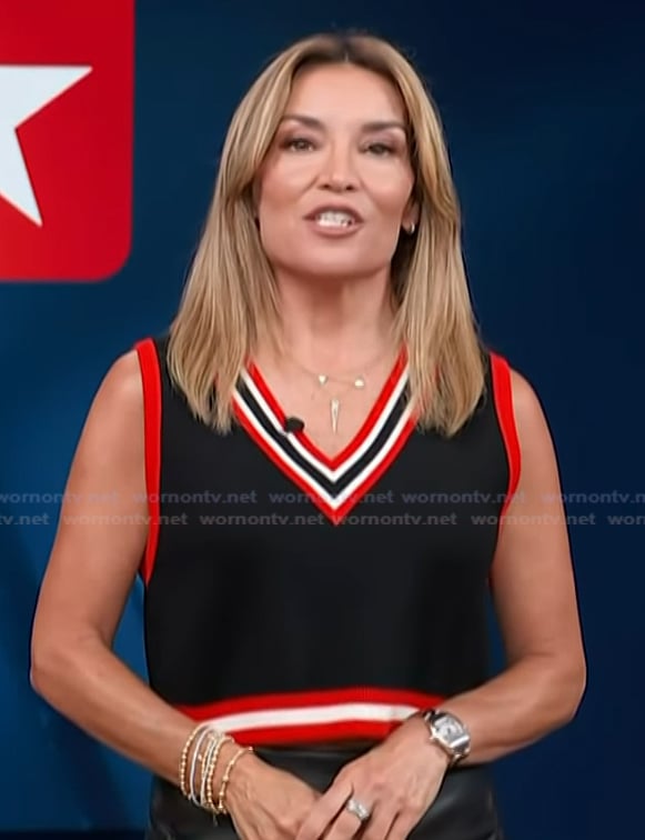 Kit's black contrast stripe vest on Access Hollywood