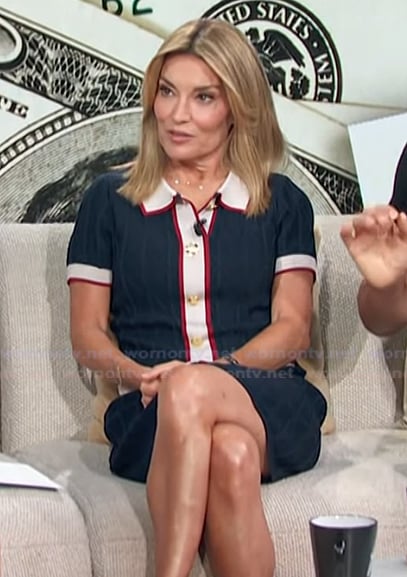 Kit's navy contrast dress on Access Hollywood