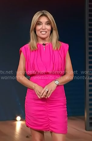 Kit's pink ruched mini dress on Access Hollywood