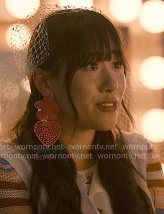 Lily's pink heart drop earrings on Sweet Magnolias