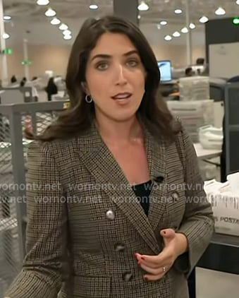 Liz's grey plaid double breasted blazer on Today