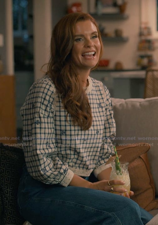 Maddie's floral check top on Sweet Magnolias