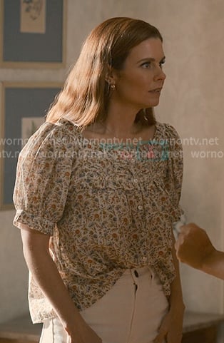 Maddie's floral print button front top on Sweet Magnolias