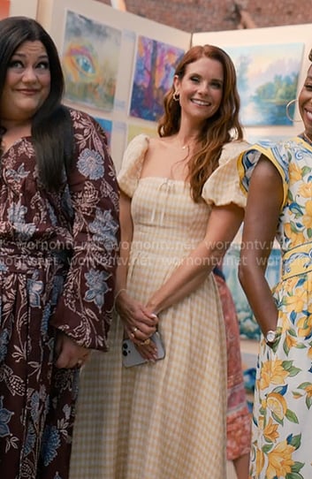 Maddie's yellow gingham check dress on Sweet Magnolias
