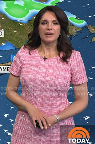Maria's pink plaid pleated hem dress on Today