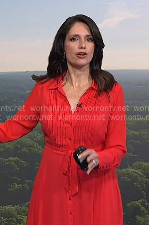Maria's red pintuck shirtdress on Today