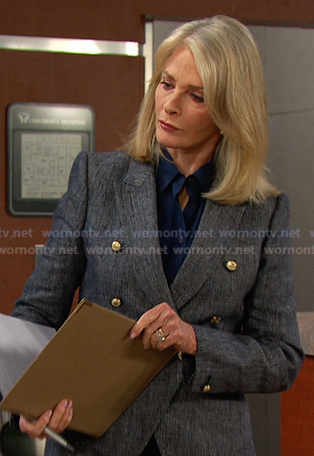 Marlena's navy double breasted blazer on Days of our Lives