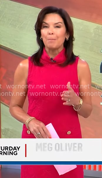 Meg Oliver's red dress with gold buttons on CBS Mornings
