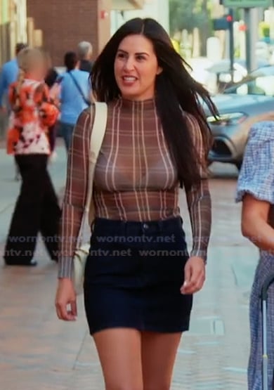Michelle's black plaid mesh top on The Valley