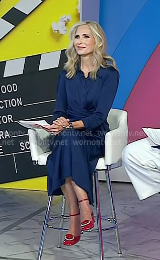 Misty Belles's navy wrap waist shirtdress on Today