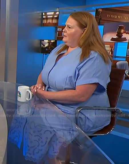 Misty Marris's blue eyelet shirtdress on NBC News Daily