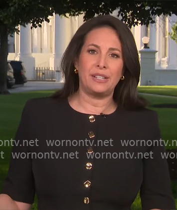 Nancy Cordes' black jacket with gold buttons on CBS Mornings