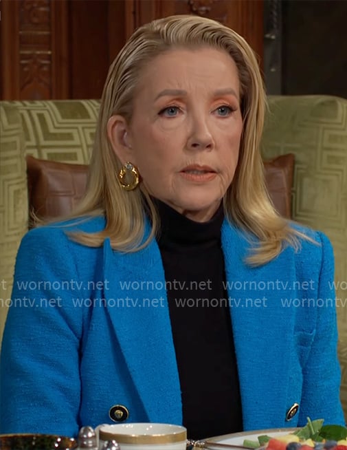 Nikki's blue tweed blazer on The Young and the Restless