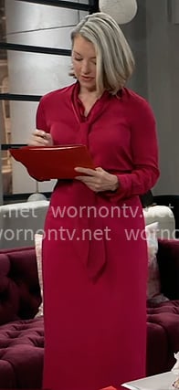 Nina's pink tie-neck blouse and pencil skirt on General Hospital